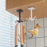360˚ Degree Rotatable Six Claw Storage Hooks, Punch-free Multipurpose Hooks, Folding Self-Adhesive Vertical Flip Hook