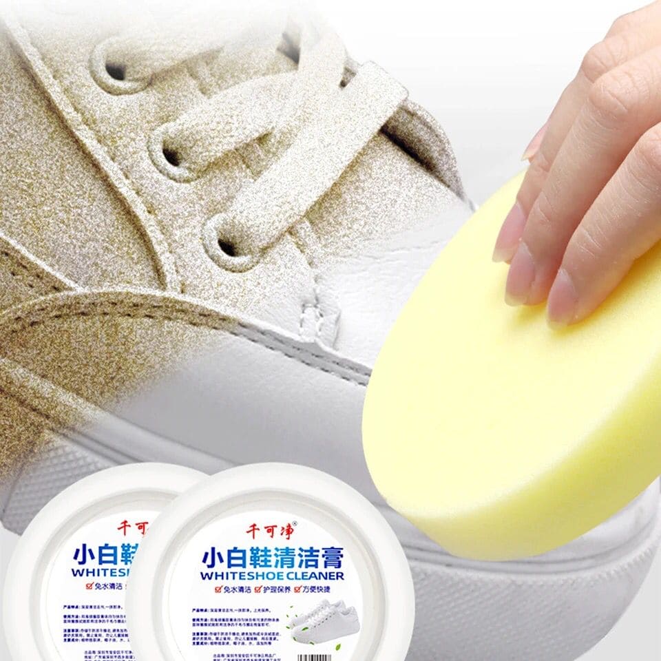 Shoes Cleaning Cream, Shoes Stain Whitening Cleansing Cream, Shoe Yellow Edge Cleaner With Sponge, Multifunctional Cleaning Shoe Whitener, Shoes Suede Cleaner, Leather Shoe Cleaning Cream, Little White Shoe Cleaner, 200gm White Shoe Cleaner