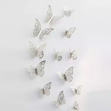 Set Of 12 3D Hollow Butterfly Wall Stickers For Home Decor, Butterflies Fridge Stickers, Party Wedding Decor