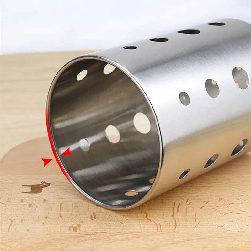 Double Cutlery Drain Rack, Double Handle Chopstick Spoon Rack, Stainless Steel Kitchen Cutlery Box, Spoons Forks Knife Utensils Organizer, Kitchen Storage Tube Barrel Tableware Rack, Caddy Cutlery Utensil Holder