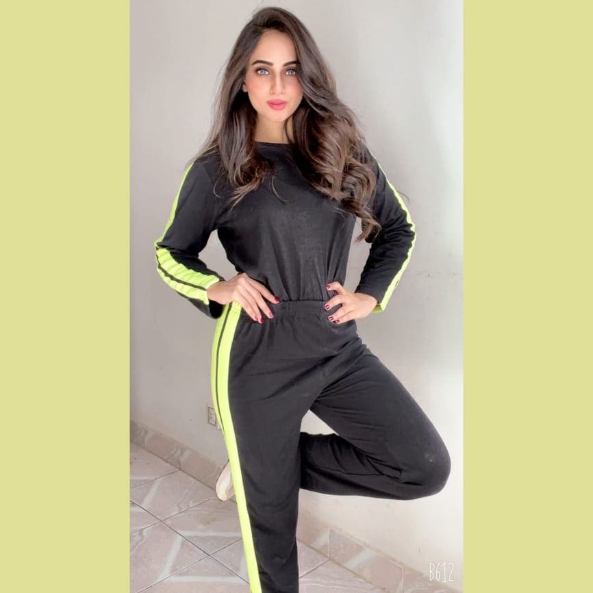 2 Pcs Black Gym Track Suit