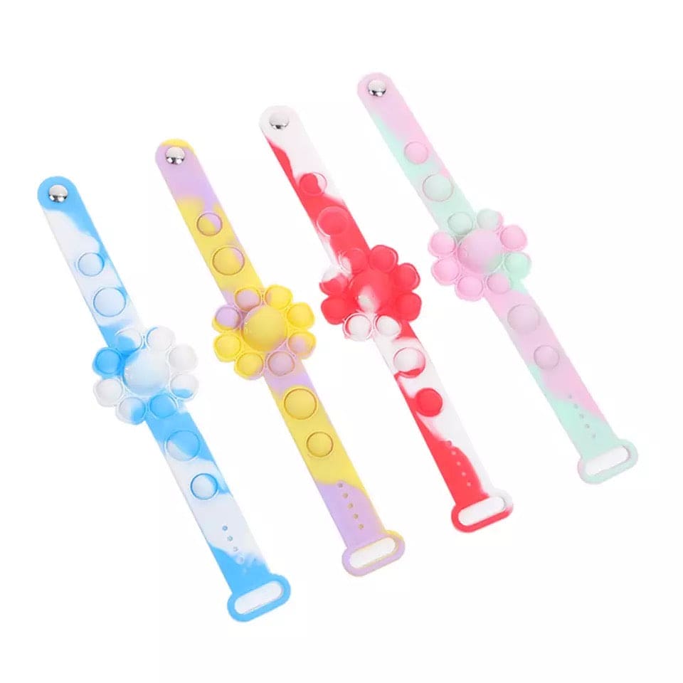 Flower Shaped Bubble Bracelet, Sensory Simple Dimple Fidget Toys, Anti Stress Sensory Stress Relief Wristband, Filip Silicone Press Finger Game Bubble Bracelet
