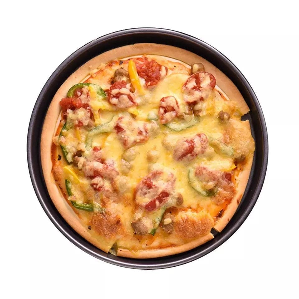 Set of 3 Non-Stick Pizza Pan, Round Pizza Pan Deep Dish Tray, Carbon Steel Non Stick Mold Baking Tool