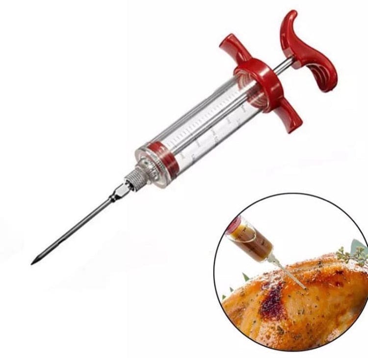 Meat Marinade Seasoning Flavor Injector, Injection Syringe With Screw-on Meat Needle For BBQ Grill