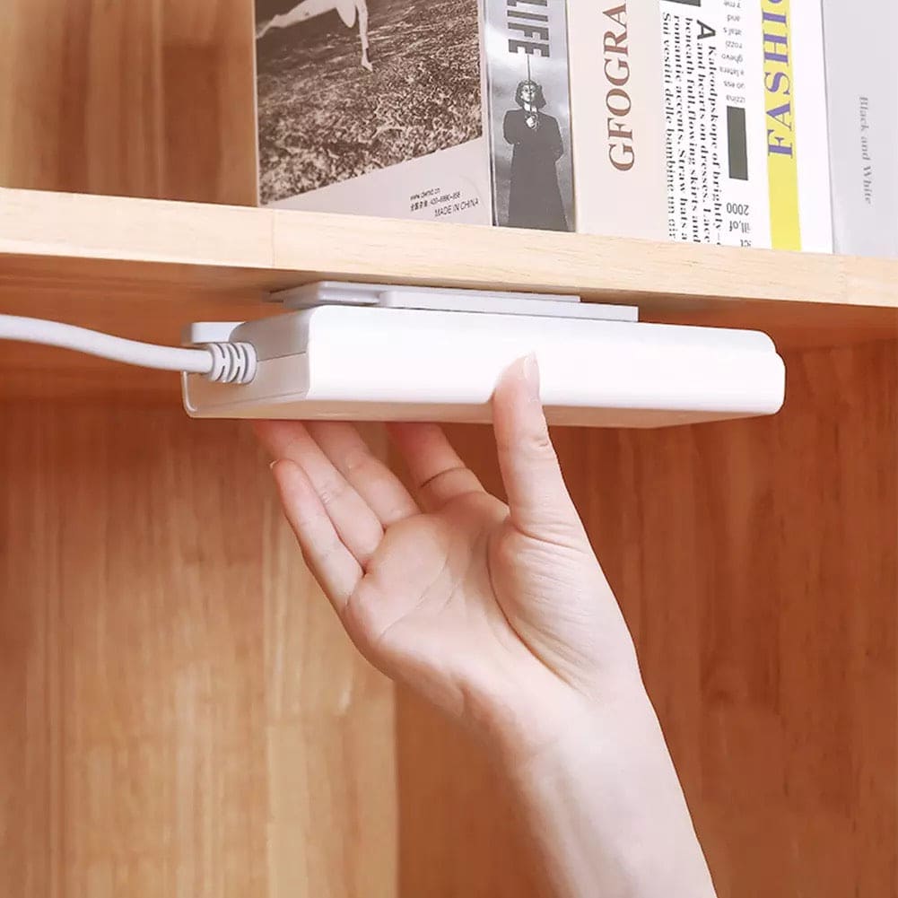Socket Holder, Power Strip Holder, Fixator Wall Mounted Self Adhesive Holder, Desktop Socket Fixer Cable Organizer, Wall Hanging Power Strip Holder, Traceless Wall Mounted Cable Seamless Strip Holder, Surge Protector Fixator