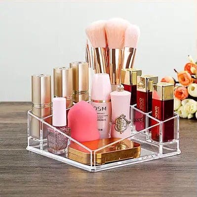 Transparent Triangle Lipstick Case, 8 Grid Acrylic Storage Box, Cosmetic Display Stand, Crystal-like Cosmetic Jewelry Storage Box, Transparent Makeup Storage Box, Eye Shadow Display Stand Holder, Bathroom Skincare Organizer, Desk Cosmetic Shelf