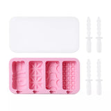 Set Of 4 Creative Ice Cream Molds, Silicone Ice Cream Mold, Ice Cube Tray Popsicle Molds, Frozen Ice Cube Molds, Homemade Freezer Ice Lolly Mold