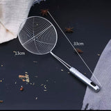 Home Kitchen Strainer, Stainless Steel Oval Skimmer, Oil Pot Food Filter, Round Stainless Steel Frying Food Colander With Long Handle, Dumplings Chaffy Dish Strainer, Kitchen Noodle Scoop Fried Strainer, Wire Fine Mesh Oil Strainer