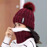Female Outdoor Casual Windproof Hat, Winter Plush Warm Cap, Women Wool Knitted Hat, Collar Warm Keep Face Warmer Beanies Hat