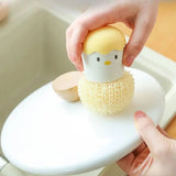 Cute Egg Kitchen Cleaning Brush, Detachable Nano Pot Washing Brush, Eggshell Chicken Dish Cleaning Brush, Stovetop Decontamination Brush Cleaning Ball With Handle, Cartoon Cleaning Ball Dishwashing Brush Pot