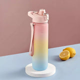 1L Fashion Large Capacity Sport Plastic Drinking Bottle, Time Marker Fitness Jug, Kettle Gym Water Drinking Bottle