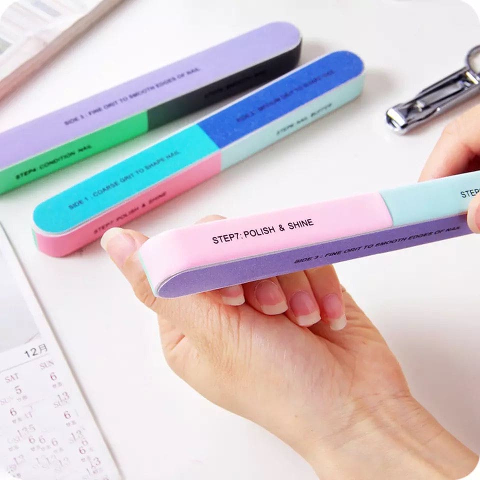 7 Faced Sandpaper Nail File Knives Nail Tool, Nail File Double Side Buffing Bar, Seven Sided Nail Files Polishing Tool, Manicure Pedicure Professional File Nail Art Sanding Nail Buffer