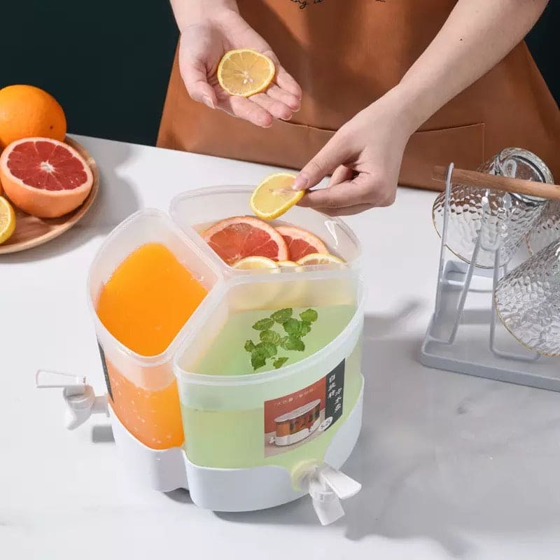 3 In 1 Rotated Beverage Dispenser With 3 Tap, Plastic Drink Dispenser For Refrigerator, Lemonade Drink Ware Cold Water Bottle