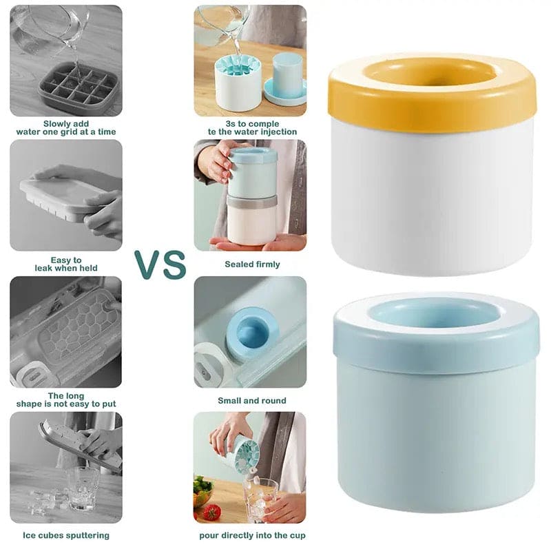Mini Silicone Ice Bucket, Squishy Ice Cube Bucket, Quickly Freeze Silicone Ice Maker Ice Cup, Cylinder Ice Tray, Easy Release Press Type Ice Grid for Home Camping Travel, 3D Cylinder Silicone Ice Cube Tray, Decompress Ice Lattice