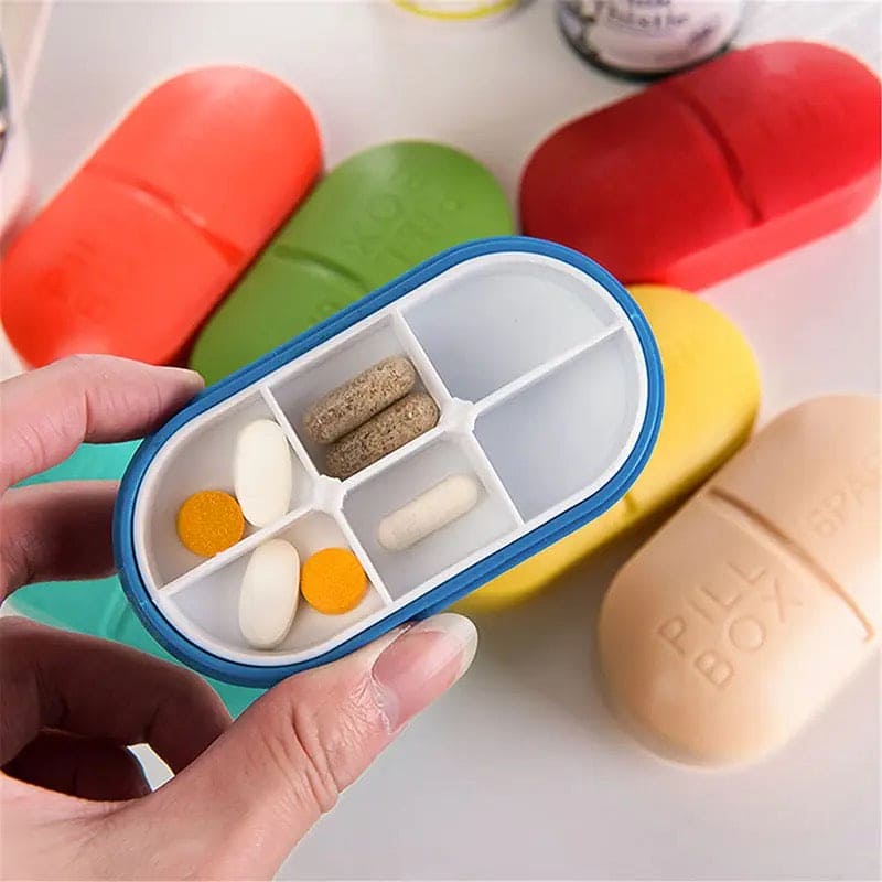 6 Part Pill Box, Portable Travel 6-Slot Medical Pill Holder, Mini 6 Slot Medicine Organizer, Medicine Case Organizer, Small Mini Pill Box, Seal Pill Storage Organizer, Outdoor Travel Pill Dust-proof Protect Container