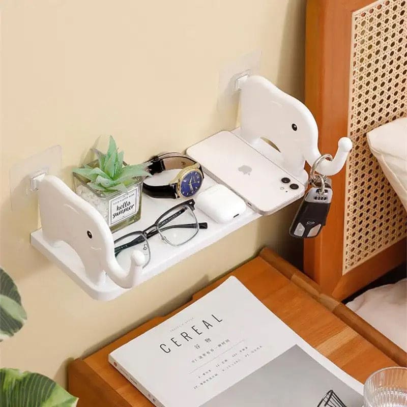 Elephant Storage Shelf, Multifunctional Storage Rack,  Elephant Guardrail Hook Storage Rack, Household Kitchen Bathroom Organizer Shelf, Wall Hanging Seasoning Storage Shelf, Wall Mounted Storage Organizer, Multipurpose Floating Shelf