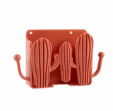 Wall Mounted Self Adhesive Cactus Shaped Charger Phone Bracket Holder, Wall Mounted Remote Control Storage Box, Mobile Phone Charging Stand