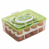 Portable Egg Storage Box, Visible Egg Tray Case, 2 Layers 32 Cells Eggs Storage Box with Lid & Handle