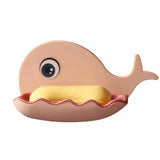 Wall-Mounted Whale Shaped Soap Holder, Hanging Bathroom Soap Tray with Suction Cup, Self Draining Soap Holder for Shower Wall