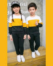 1 Pair Children Cool Tracksuit, Girl Boy Autumn Clothes Set, Contrast Color Long Sleeve Round Neck Sweatshirt + Elastic Waist Trousers