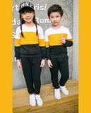 1 Pair Children Cool Tracksuit, Girl Boy Autumn Clothes Set, Contrast Color Long Sleeve Round Neck Sweatshirt + Elastic Waist Trousers