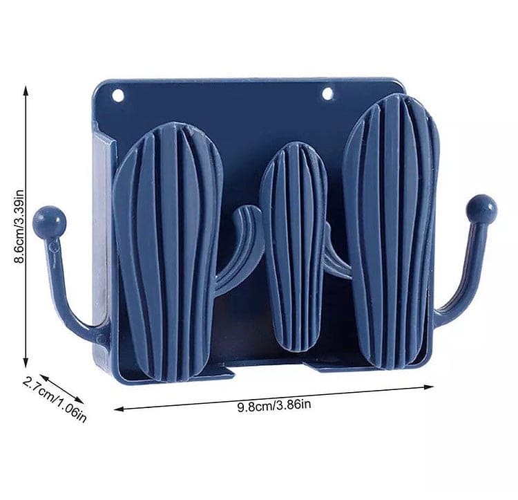 Wall Mounted Self Adhesive Cactus Shaped Charger Phone Bracket Holder, Wall Mounted Remote Control Storage Box, Mobile Phone Charging Stand