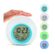 Cute Kids Digital Alarm Clock, 7 Color Alarm Clock, Cute Wake Up Timer Alarm Clock, Touch Control Digital Clock,  Colors Change Night Glowing Digital Alarm Clock, Natural Sounds Table Watch, Round Snooze Led Alarm Clock