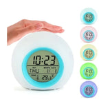 Cute Kids Digital Alarm Clock, 7 Color Alarm Clock, Cute Wake Up Timer Alarm Clock, Touch Control Digital Clock,  Colors Change Night Glowing Digital Alarm Clock, Natural Sounds Table Watch, Round Snooze Led Alarm Clock