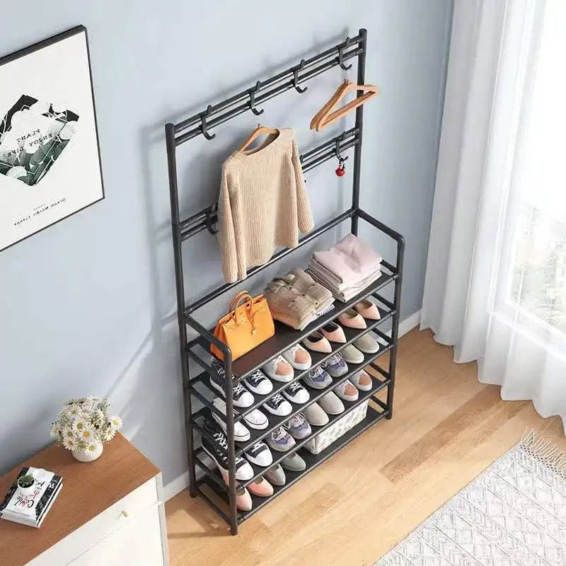 Nordic Coat And Hat Rack, Entryway Floor Display Clothes Rack, Household Shelf Living Room Clothes Storage Rack, Homlly Entryway Coat Rack with Shoes Organizer,  Multi-Functional Shoe Rack, Bedroom Living Room Hanger