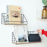 Gird Wall Shelf, Grid Wall Hanging Shelf, Wire Wood Organizer,  Iron Floating Display Shelf, Home Decorative Hanging Grid Basket, Wall Art Shelve Flower Pot Stand