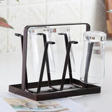 Iron Glass Stand, 6 Hooks Cups Mug Glass Stand Holder, Metal Cup Drying Rack Shelf, Cup Hanging Drainer, Upside Down Cup Drain Rack, Countertop Cup Holder for Bottle, Glass, Mug, Non-Slip Mugs Bottles Organizer For Kitchen