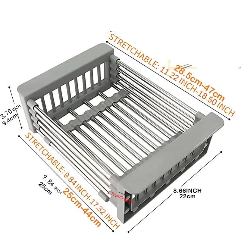 Stainless Steel Dish Drainer, Retractable Tableware Dish Drying Holder, Adjustable Sink Dish Drainer, Fruit Vegetable Washing Drainer, Stainless Steel Sink Rack, Scalable Dish Drying Rack, Kitchen Organizer Basket, Over The Sink Dish Drying Rack