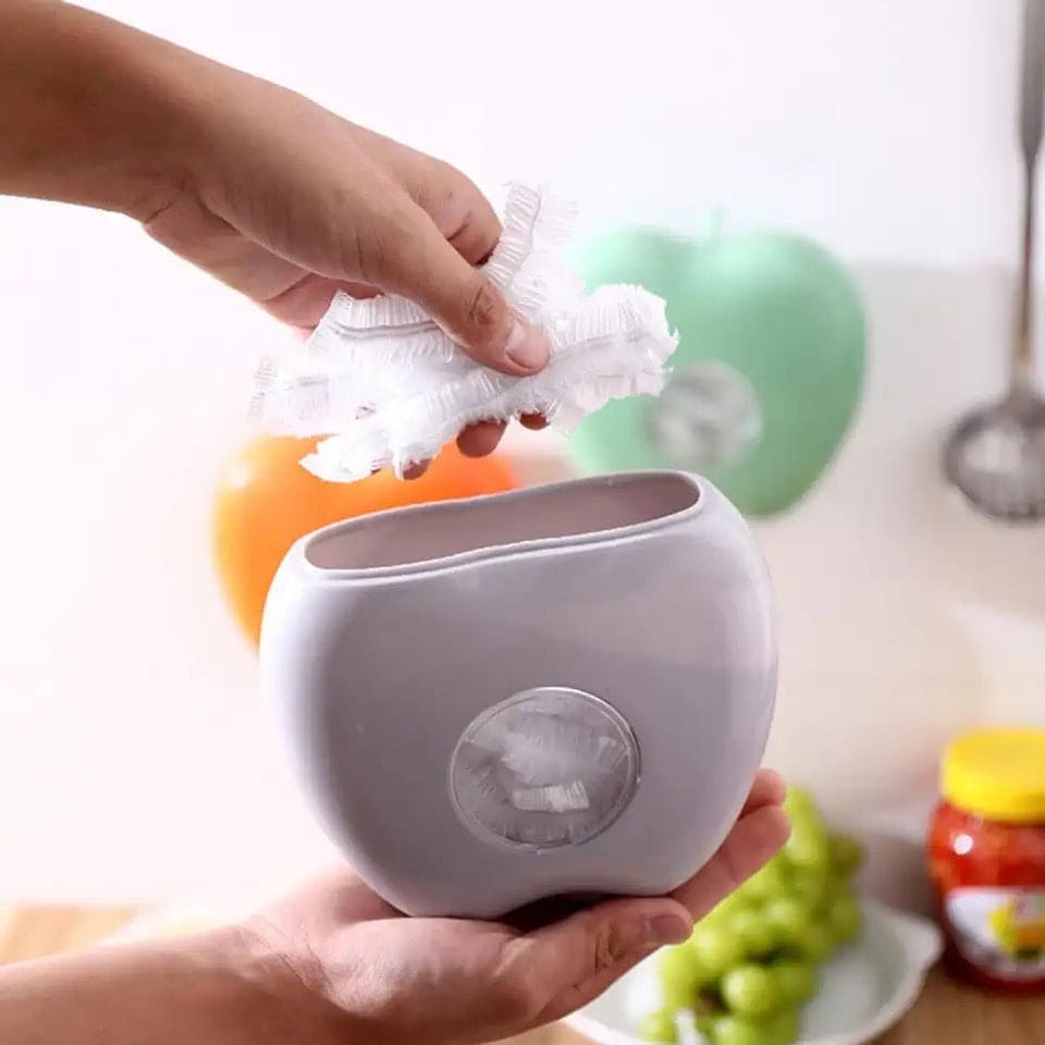 Apple Plastic Bag Organizer, Plastic Wrap Storage Box, Kitchen Bathroom Disposable Organizer, Transparent Disposable Plastic Bags Organizer, Elastic Fresh Keeping Bag Storage Container