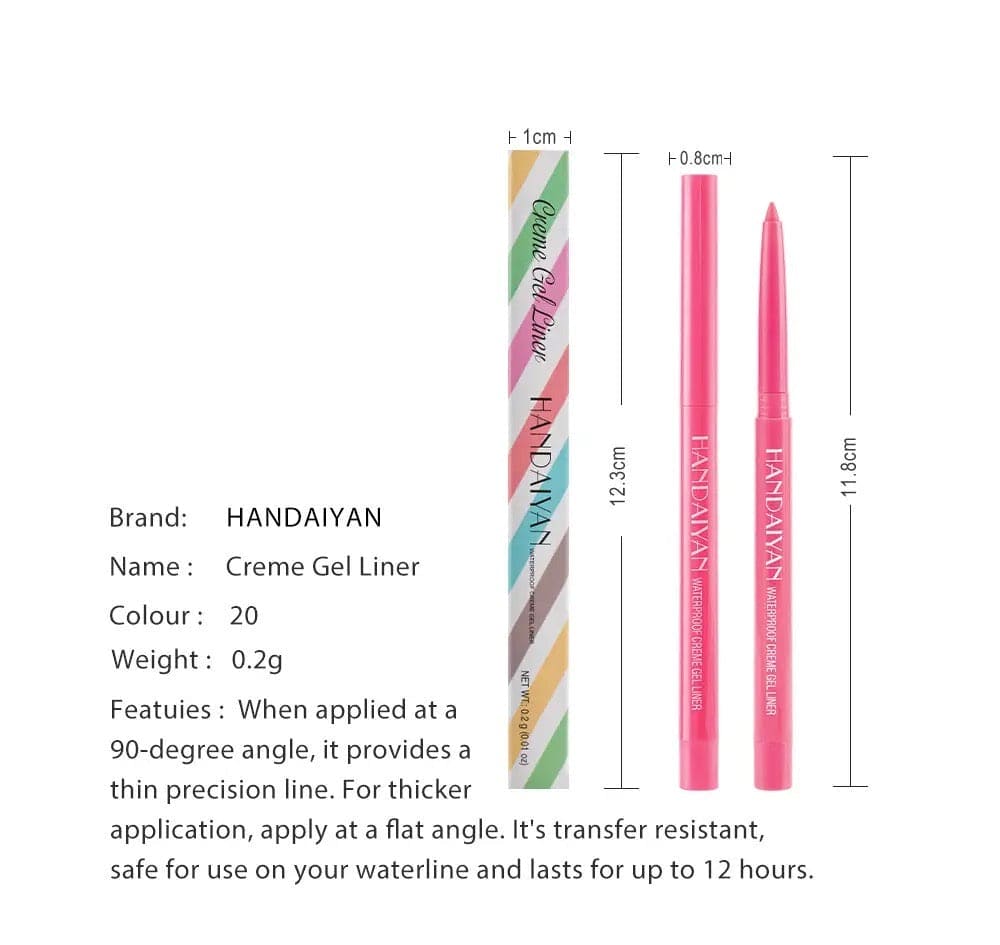 Set Of 12 Handaiyan Cream Gel Eyeliner, Waterproof Matte Eyeliner Gel, Ultra Fine Eyeliner Pencil, Pearl White Brighten Silkworm Shadow Women Eyeliners Pen, Long Lasting Matte Eye Liner, Makeup Cosmetic Beauty Colorful Liner