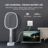 Handheld Electric Mosquito Swatter Racket, 2 in 1 Electric Bug Zapper, Mosquitoes Trap Lamp & Racket, Anti Mosquito Fly Trap, Home Bug Insect Racket, Electric Fly Swatter Racket, USB Rechargeable Electric Fly Swatter For Home and Outdoor