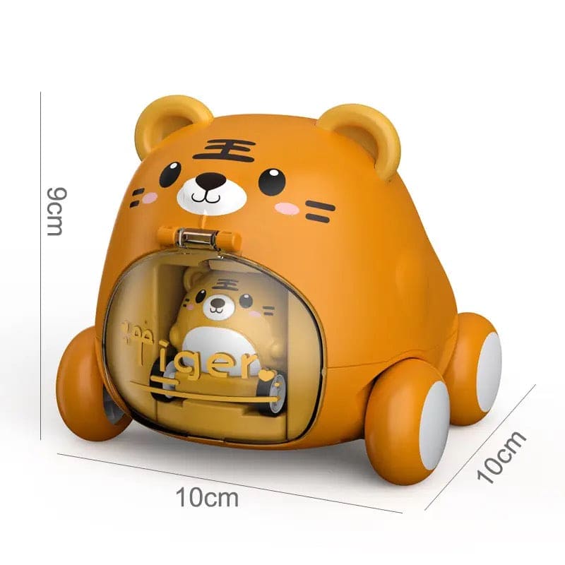 Montessori Baby Toy Car, Animals Pull Back Cars, Cute Pet Catapult Car Toy, Mini Inertia Car, Cartoon Push Press Power Toy, Plastic Push and Go Car, Funny Animals Pull Back Cars for Kids, Parent Child Interactive Toy