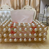 Luxurious Pearl Tissue Box, Nordic Facial Crystal Tissue Box, Napkin Dispenser, Household Pumping Paper Case Luxury Organizer Stand,  Creative Paper Container