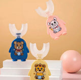 Animal Pattern Kids U Shaped Silicon Cleaning Toothbrush, 360 Degree Cleaning Nurshing Manual Toothbrush, 0-6 Silicon Toothbrush