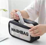 Portable Dual Chain Wash Bag, Travel Friendly Clear Makeup Storage Washbag, Large Waterproof Cosmetics Bag, Travel Translucent Makeup Organizer