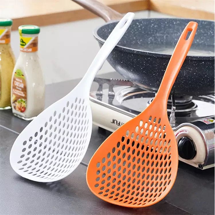 Large Kitchen Spoon Colander, Noodles Dumpling Spoon Skimmer Strainer, Long Handle Anti-Scale Spoon