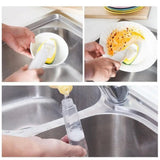 Replaceable Cleaning Brush, Kitchen Liquid Dispenser Dish Scrubber, 3 in1 Long Handle Cleaning Sponge, Removable Brush Head Sponge, Replacement Head Dishwashing Sponge, Heavy Duty Dish Wand for Kitchen, Sink, Bathroom