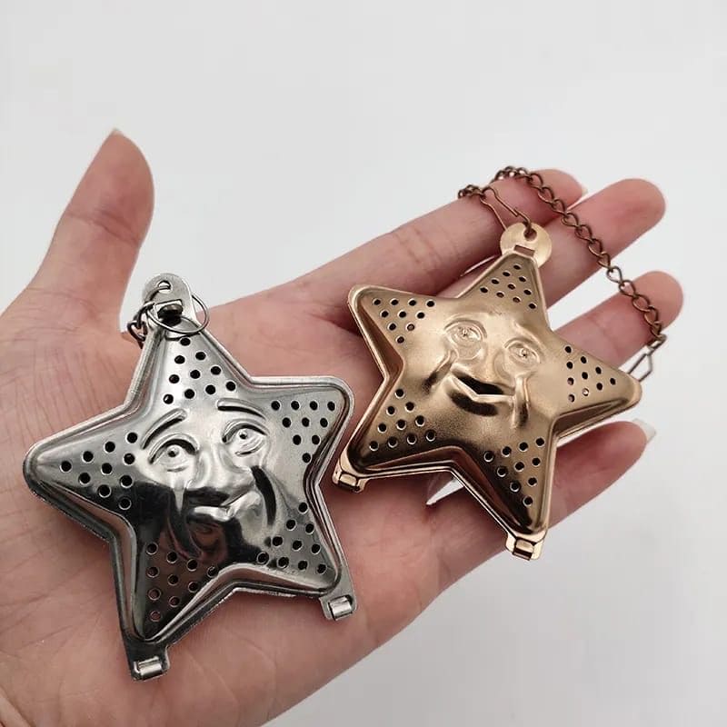 Star Tea Mesh Infuser, Stainless Steel Tea Strainer, Reusable Tea Filter With Chain Hook, Spice, Herb, Tea Seasoning Filter, Large Capacity Tea Infuser for Kitchen Bar Restaurant, Spice Filter Drinkware Gadget Kitchen Tools Accessories