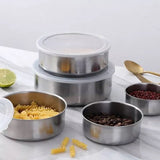 Stainless Steel Vessel With Lids, Mixing Crisper Food Container Bowls, Chef Buddy Stainless Steel Bowl Set, Classic Cuisine Metal Fresh Keeping Bowls