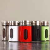 Set Of 2 Stainless Steel Pepper Salt And Spice Shaker Seasoning Jars, Cap Sealed Cruet Condiment Seasoning Jars, Glass Jars For Spices, Stainless Steel Barbecue Seasoning Bottle, Sugar Salt Pepper Shaker, Stainless Steel  Coffee Sugar Storage Jars Pots