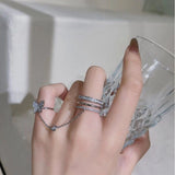 Double Finger Butterfly Chain Ring, Tassel Butterfly Cross Punk Ring Jewellery, Butterfly Cross Punk Ring, Elegant Tassel Butterfly Chain Ring