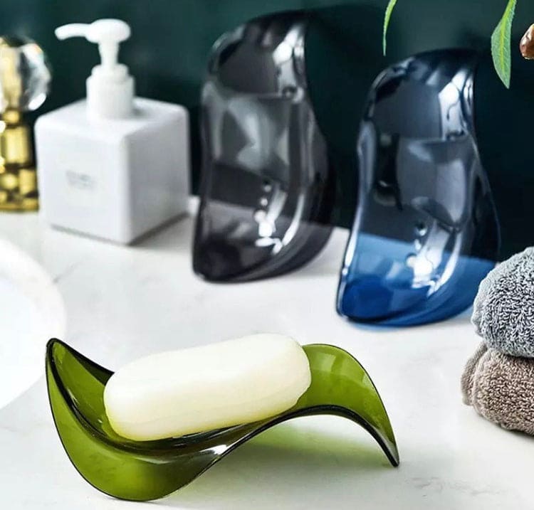 Transparent Wave Shaped Soap Holder With Drain, Creative Soap Dish Holder