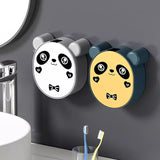 Cute Panda Wall Mounted Soap Box With Lid, Punch Free Double Layer Drain Soap Rack, Washbasin Soap Storage Box, Flip Cover Handmade Soap Shelf, Creative Soap Holder For Shower, Multifunctional Flip Top Drain Soap Dish