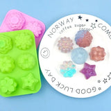 Flower Chocolate Candy Mold, Chocolate Jelly Pudding Dessert Mold, 6 Flower Heart Silicone Cake Mold,  Manual DIY Cute Flowers Mold