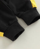 1 Pair Children Cool Tracksuit, Girl Boy Autumn Clothes Set, Contrast Color Long Sleeve Round Neck Sweatshirt + Elastic Waist Trousers