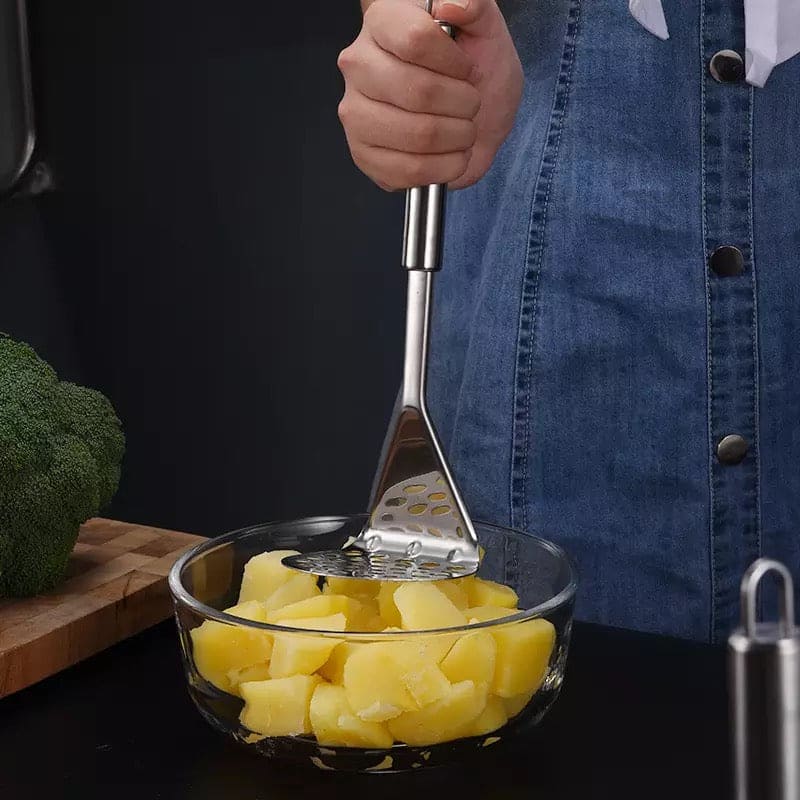 Hand Held Potato Masher, Pressed Potato Crusher,  Potatoes Mud Pusher, Stainless Steel Smooth Musher, Kitchen Cooking Gadget, Stainless Steel Press Mashed Potato Tool